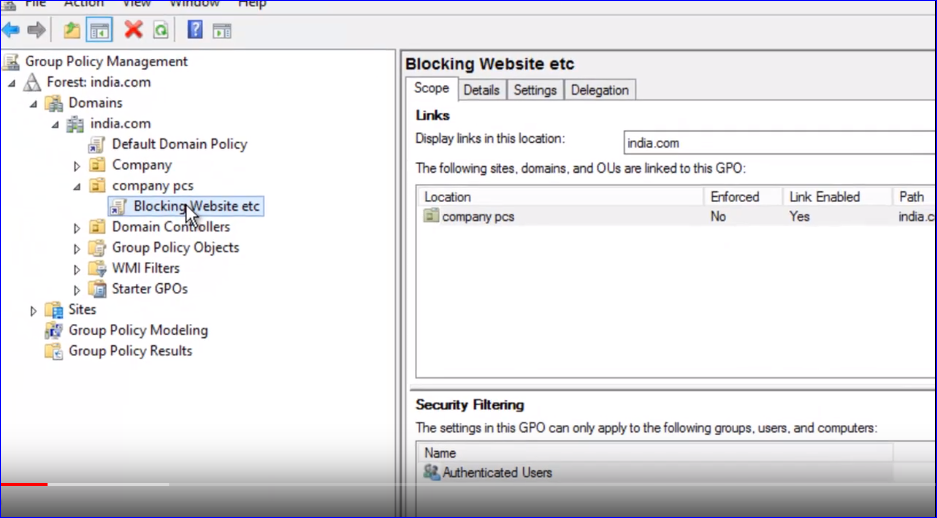 blocking website with group policy