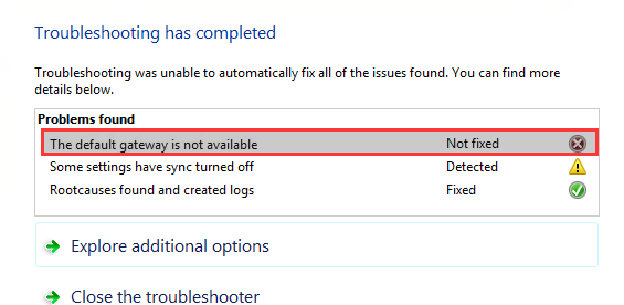 default gateway error windows 10