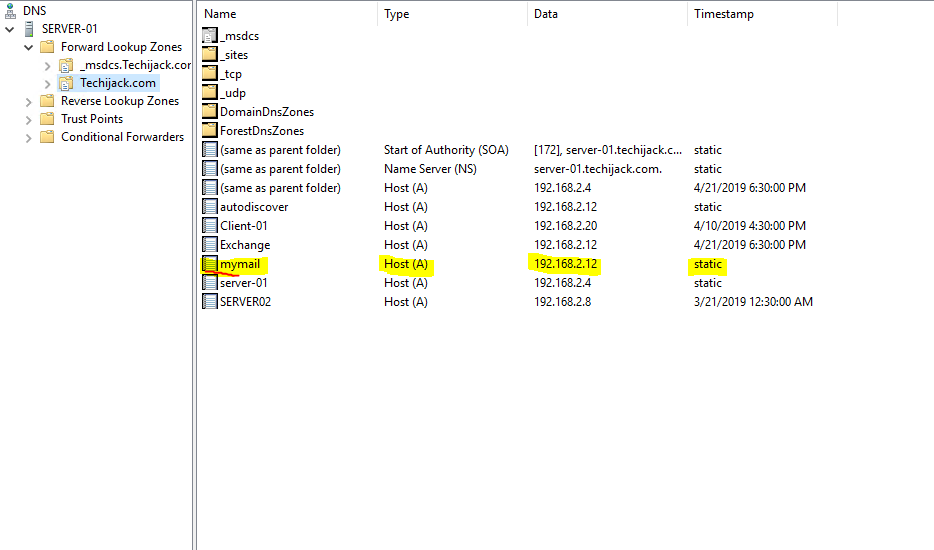 exchange server mx record setup