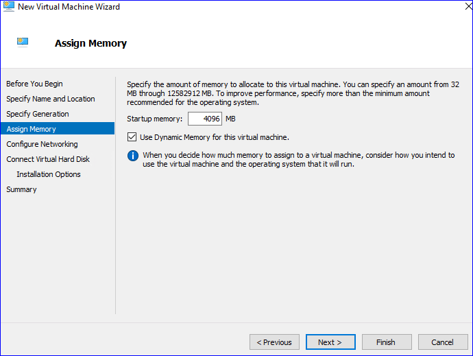 virtual machine memory assignment