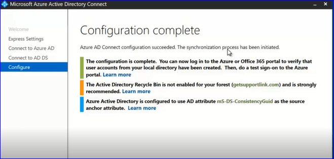 azure ad configuration complete