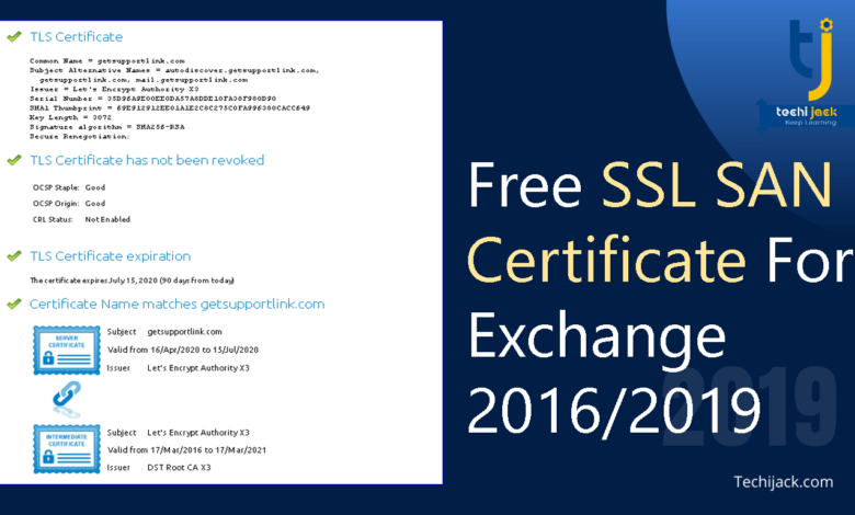 Free SSL Certificate For Exchange Server