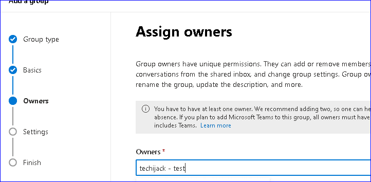 Assign owner to Microsoft 365 group