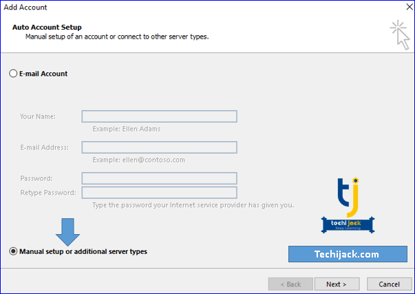 Outlook account setup