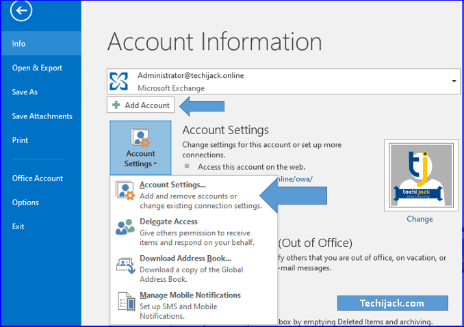add new account in outlook