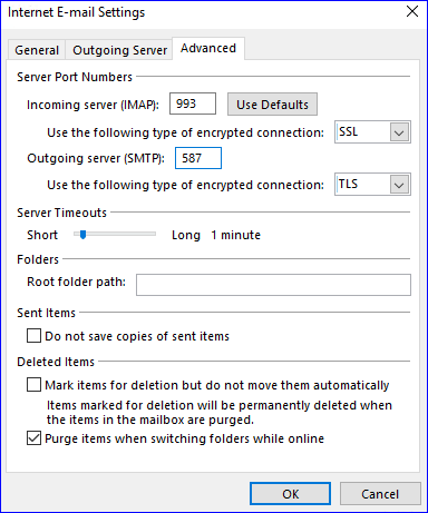 imap and smtp ssl port settings