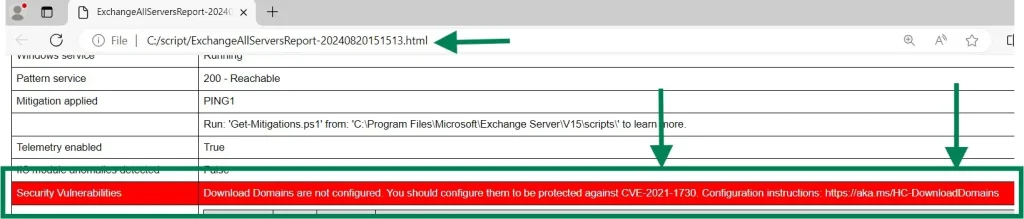 Exchange health checker result