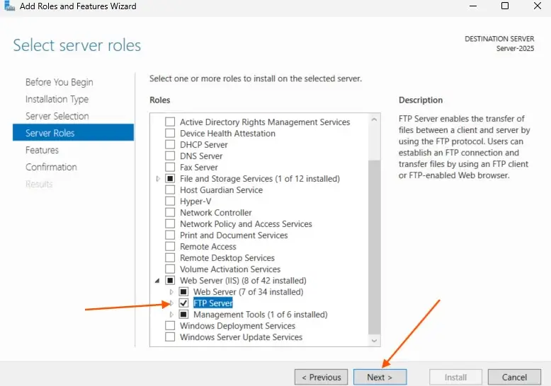 Installing FTP on Windows Server