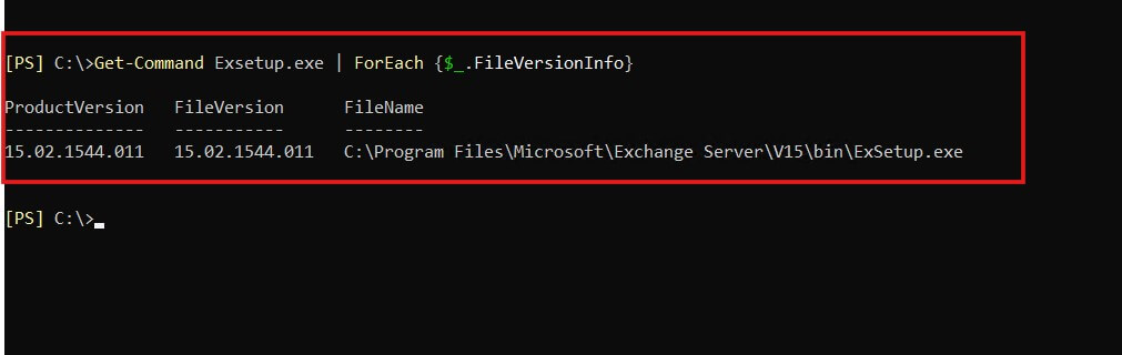 check exchange server product version