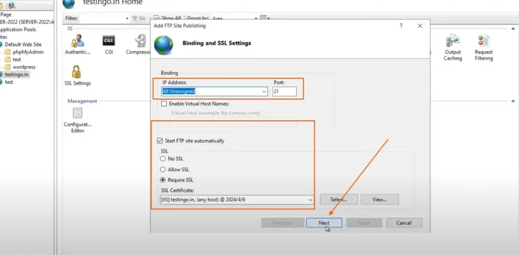 ftp server settings