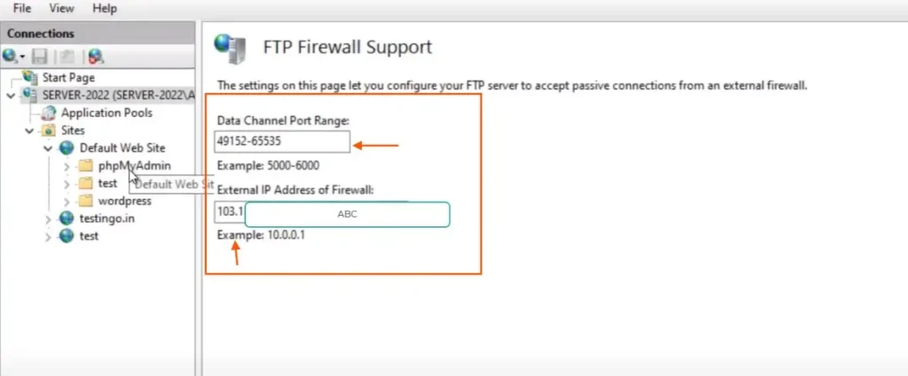 iis firewall port configuration