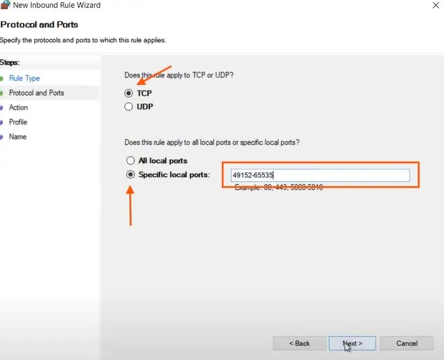 iis firewall port