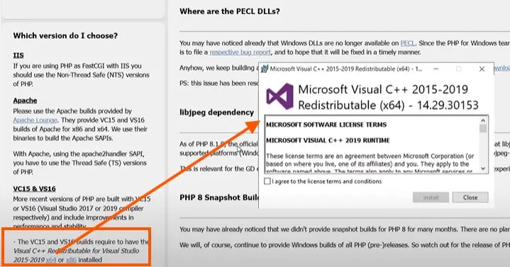 installing Microsoft redistributable package