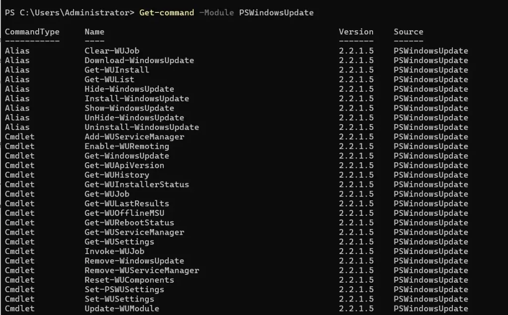 other cmdlet in windowupdate