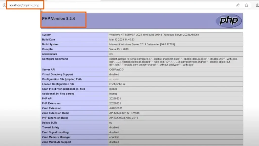 php installation on windows