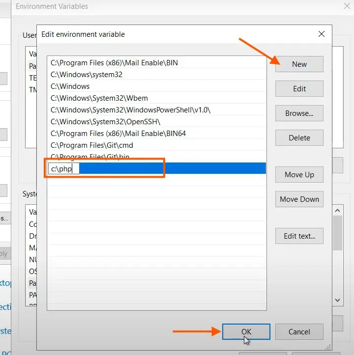 setting php path