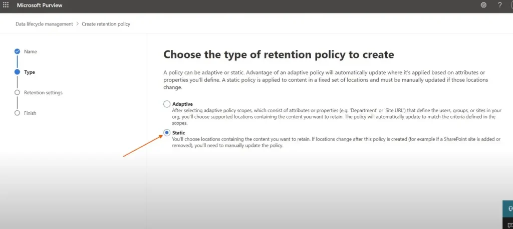 type of retention policy