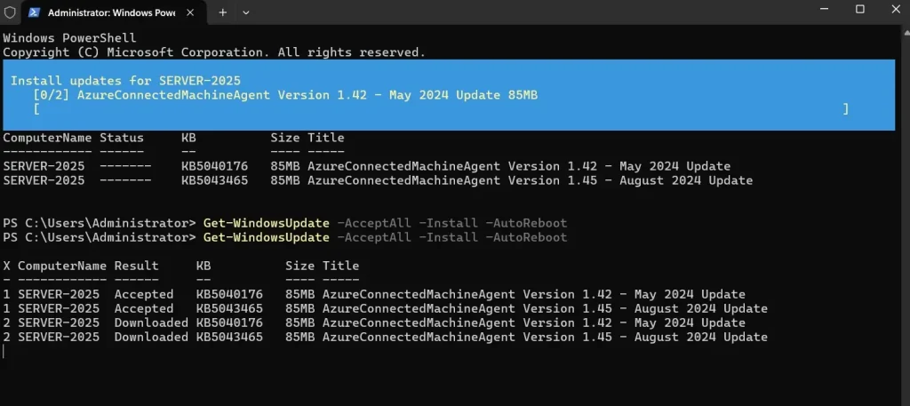 windows server powershell update