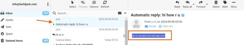 automatic reply from outlook out of office