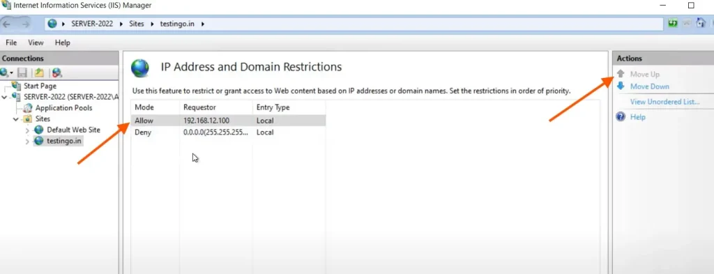 configured ip and domain restrictions