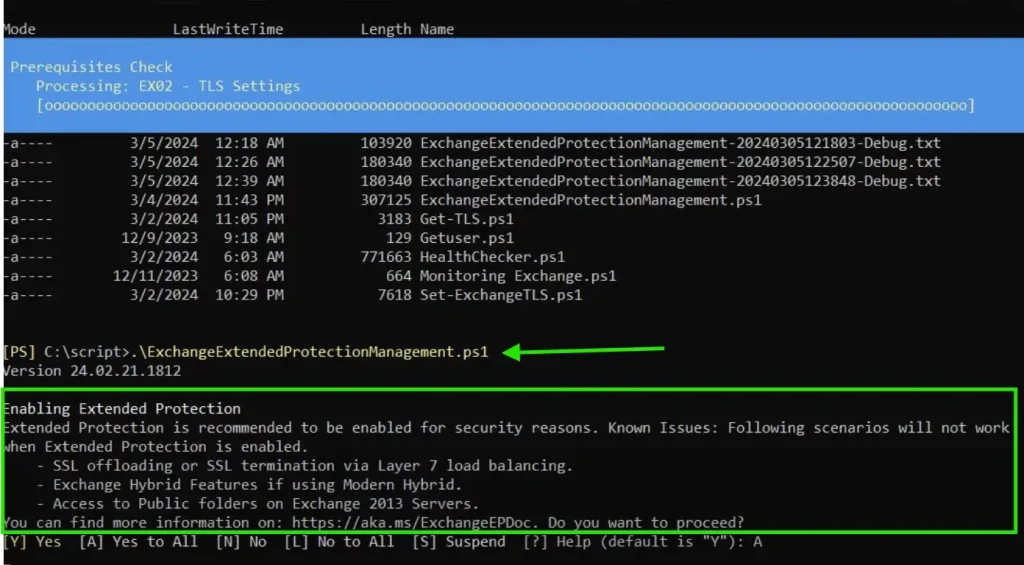 enable exchange extended protection with script