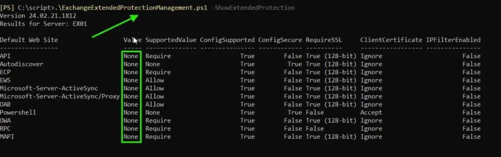 extended protection powershell script