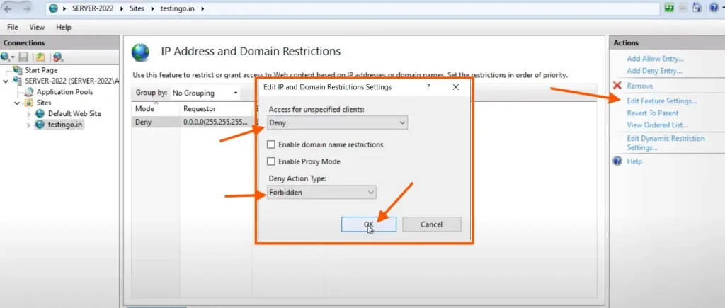 iis ip and domain restrictions