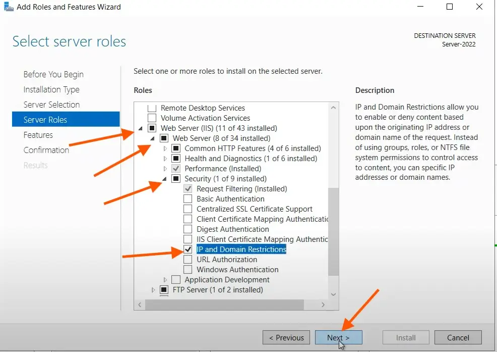 installing ip restriction feature