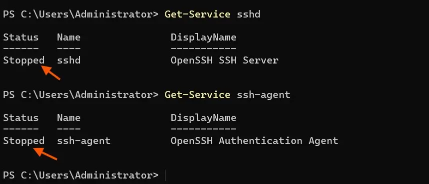 openssh service status