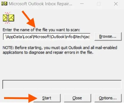 Repair PST File in Outlook with Scanpst tool