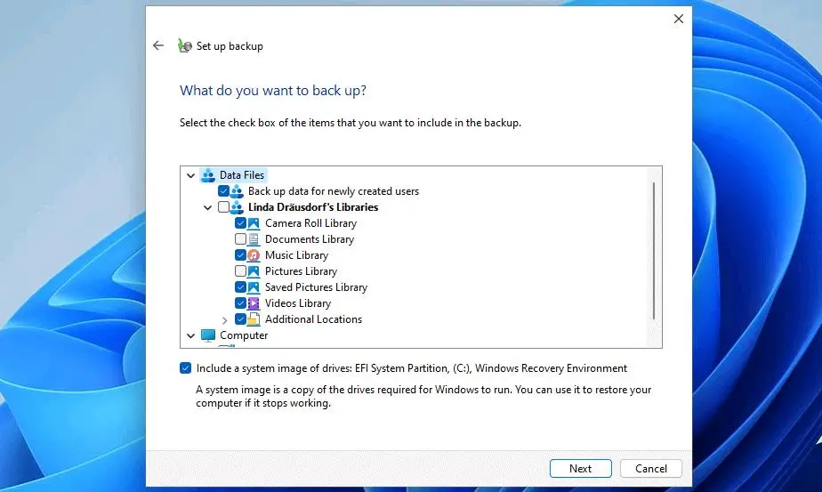 data backup in windows 11