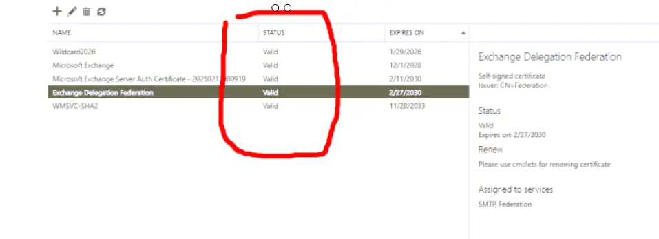Exchange federation certificate expired fixed