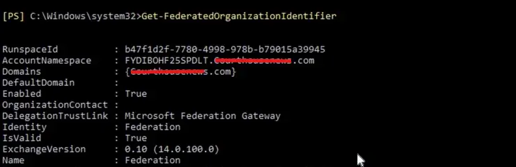Get-FederatedOrganizationIdentifier 