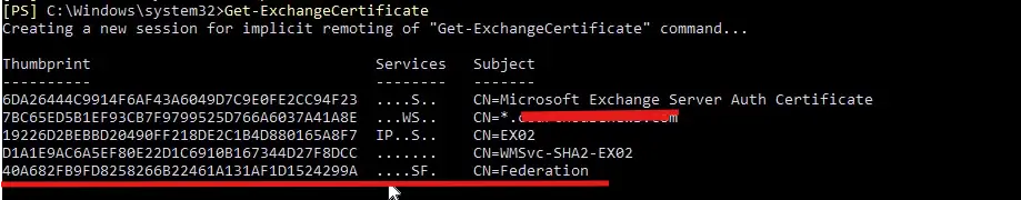 Exchange federation certificate expired
