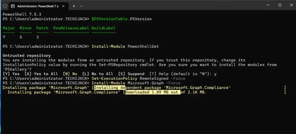 how to install Microsoft graph