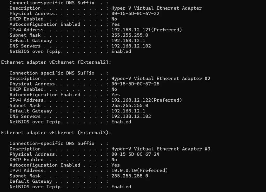 ip addressing for storage space direct