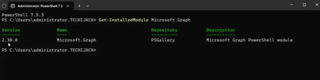 verifying Microsoft Graph installation